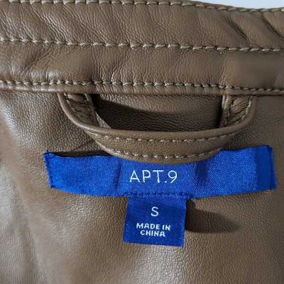 New APT 9 Women's Faux Brown Leather Jacket Moto Biker Coat Size Small Zip Front - Picture 9 of 13